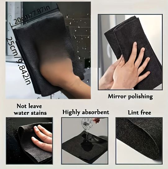 5pcs Magic Glass Cleaning Cloth, Multi-purpose Wipe Cloth Suitable for Windows, Mirrors, Car Wash, Kitchen and Bathroom Surfaces