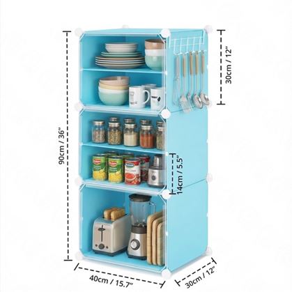 6-Tier Modular Multipurpose Organizer Cabinet with Transparent Doors – Versatile Plastic Cube Storage Rack for Kitchen Pantry, Entryway, and Books
