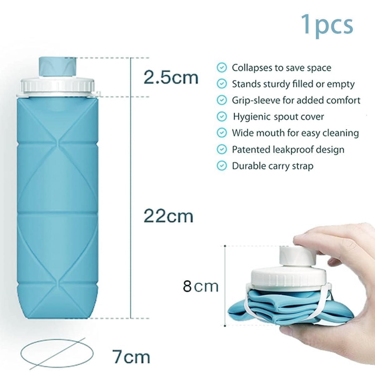 Eco-Friendly 600ml Collapsible Silicone Water Bottle