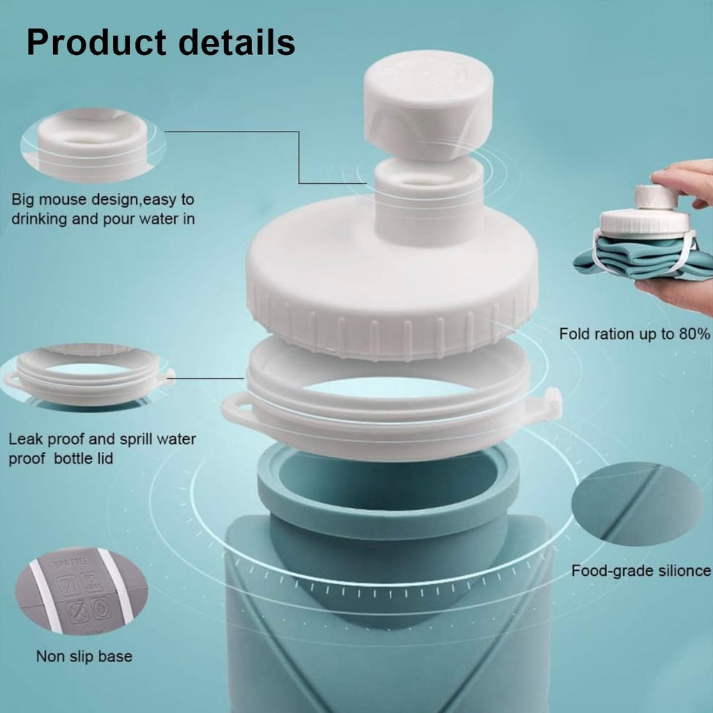Eco-Friendly 600ml Collapsible Silicone Water Bottle