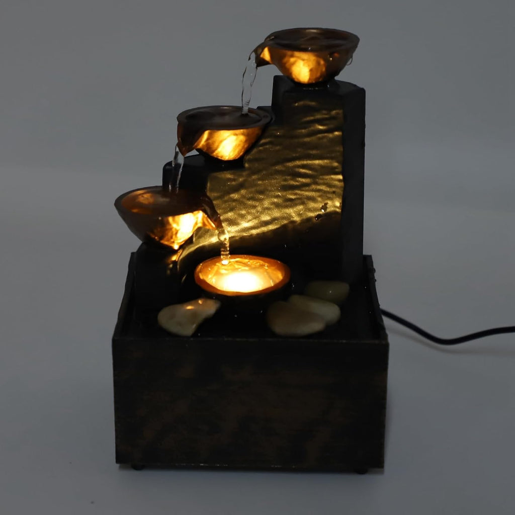 Tabletop Water Fountain with LED Crystal Ball & Pebbles