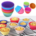 6 Pcs Cup Cake Mould Set Silicone – Multicolour Reusable Silicone Cupcake Moulds