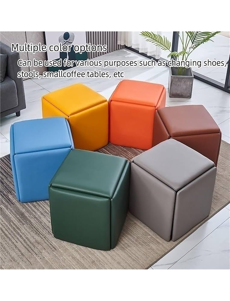 5-In-1 Cube Nesting Ottoman Stool, Footstool, Stackable Sofa Chair, With Casters