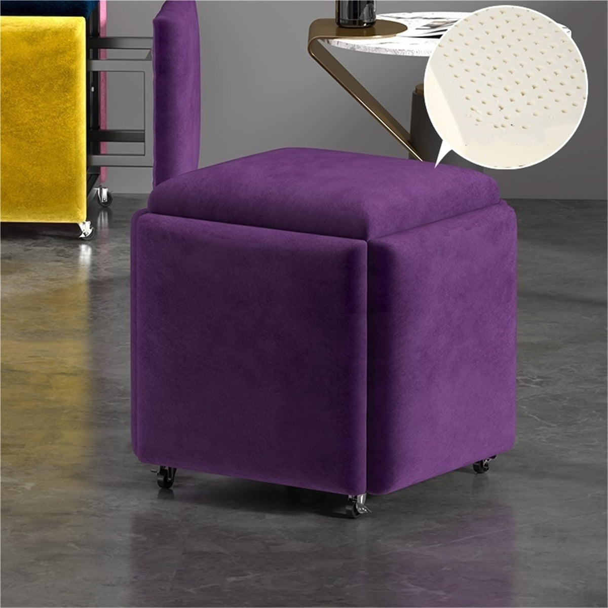 5-In-1 Cube Nesting Ottoman Stool, Footstool, Stackable Sofa Chair, With Casters