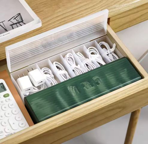 6 Compartment Data Cable Storage Box, Dustproof Desktop Organizer For Office Home, Transparent Data Cable Organizer With Lid