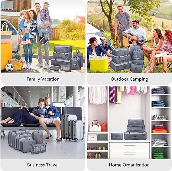 7pcs Set Travel Organizer Packing Cubes Lightweight Travel Luggage Organizers with Laundry Bag or Toiletry Bag