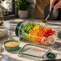 Airtight Mealvora Fresh Jar salad Container with Sauce Pot – Perfect for Meal Prep