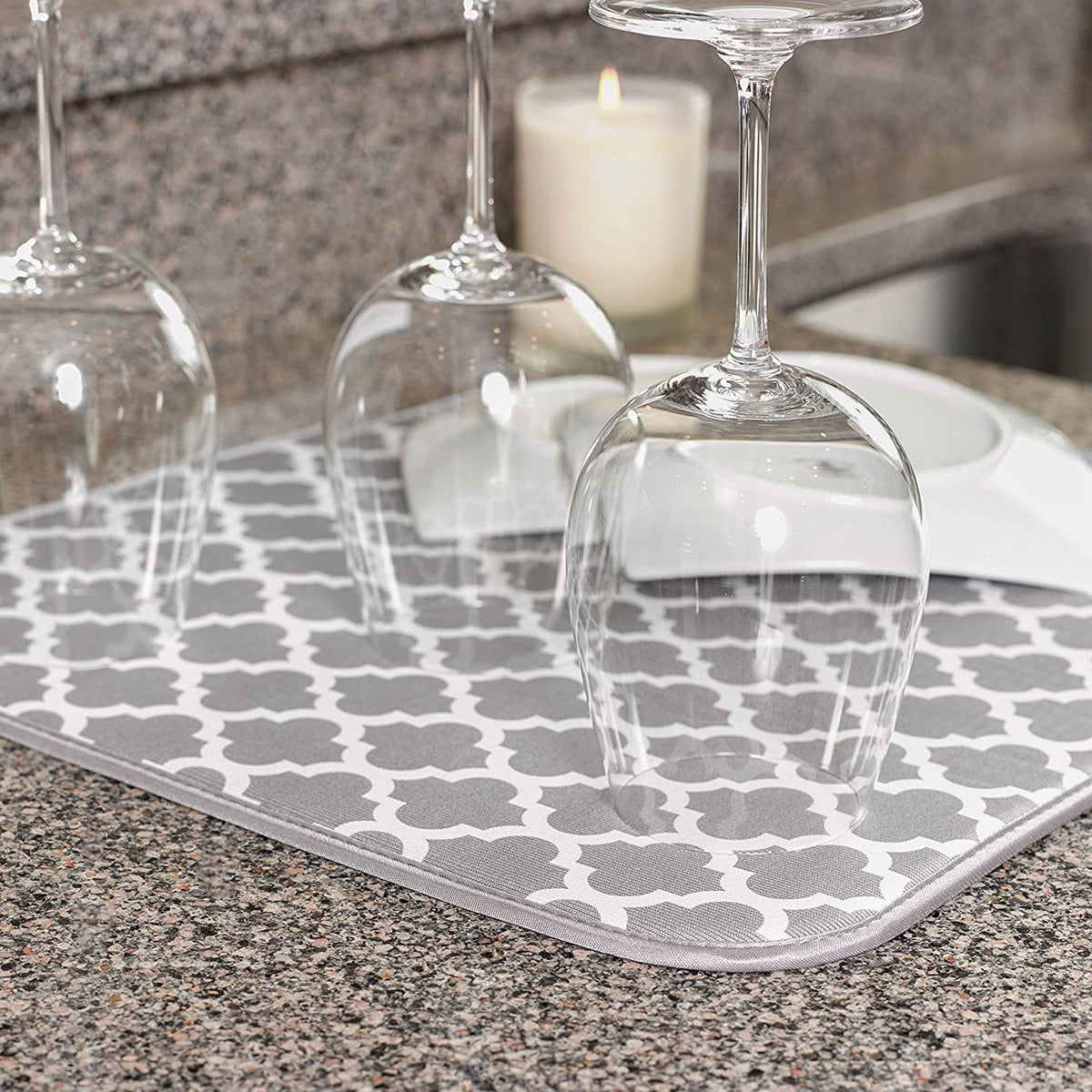 Dish Drying Mat Absorbent, Reversible Microfiber for Kitchen, 16 Inch x 18 Inch