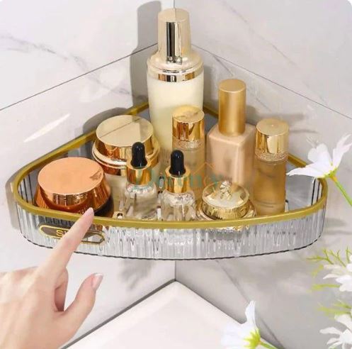 Luxury Acrylic Corner Organizer – No-Drill Floating Vanity Shelf