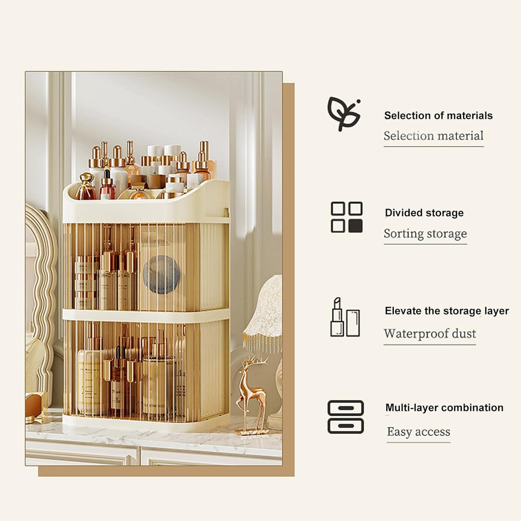 Makeup Storage Box, 2/3 Layer Multi Compartments Cosmetic Organizer, Acrylic Cosmetics Display Case