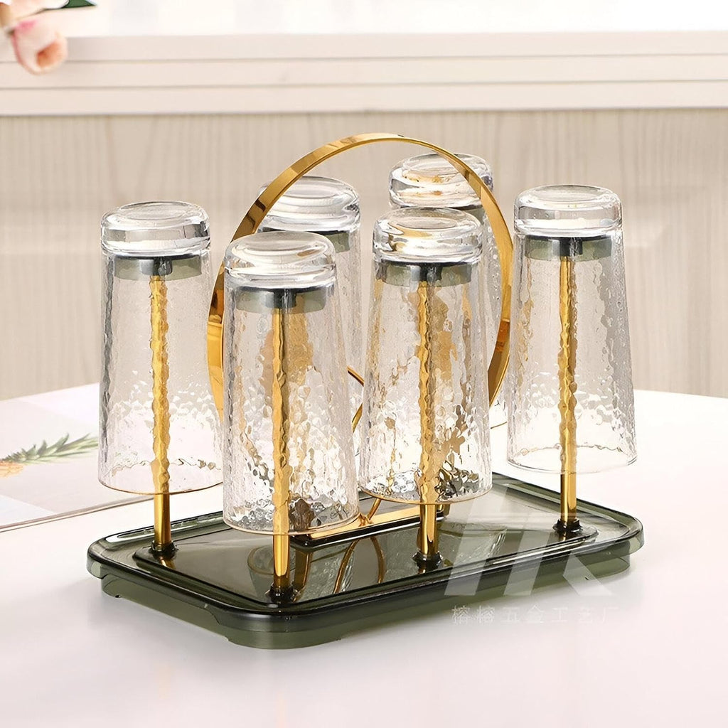 Acrylic Glass Holder, 6-Place Design, High-Quality Clear Organizer, Stylish Kitchen & Dining Decor, Space-Saving Solution for Cups and Glasses