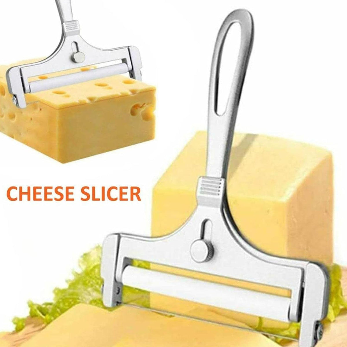 1Pc Stainless Steel Wire Cheese Slicer Adjustable Thickness Cheese Cutter for Soft, Semi-Hard Cheese Kitchen Cooking Tool