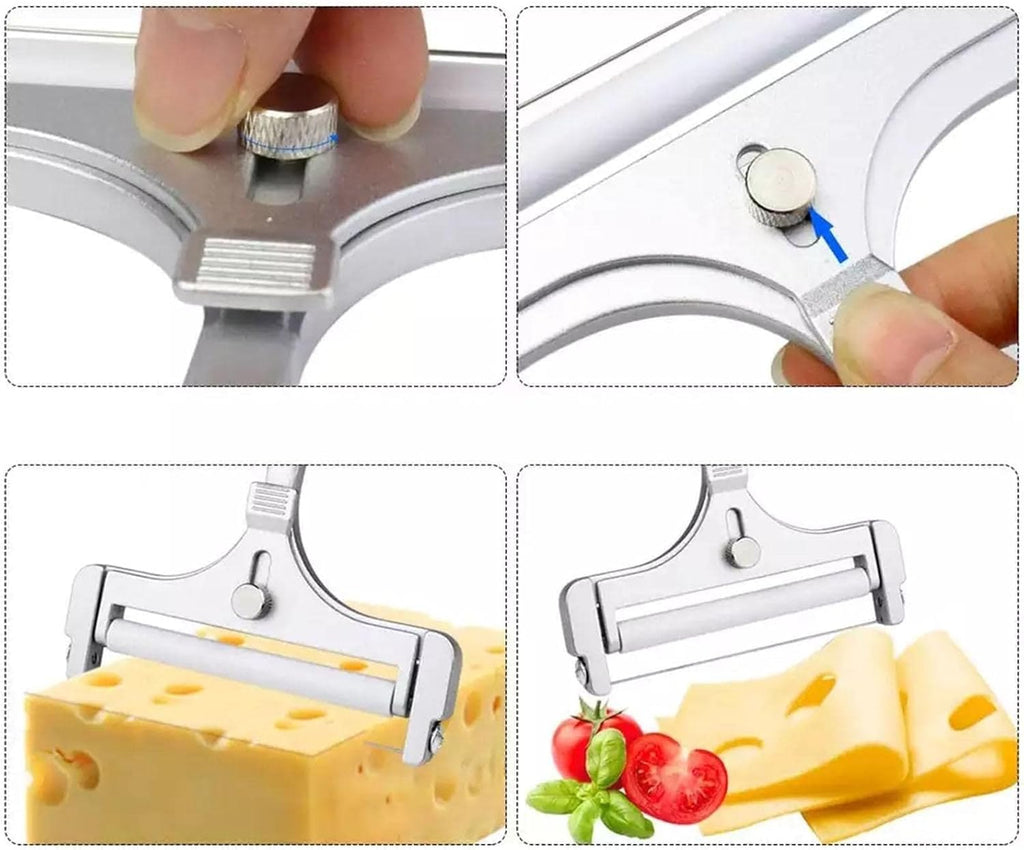 1Pc Stainless Steel Wire Cheese Slicer Adjustable Thickness Cheese Cutter for Soft, Semi-Hard Cheese Kitchen Cooking Tool