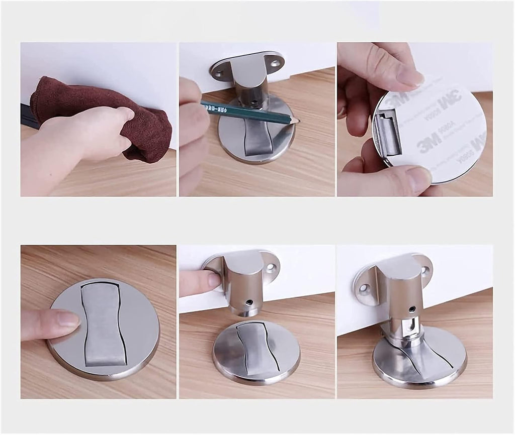 Adjustable Invisible Magnetic Door Stopper Punch-Free Windproof Mechanical Self-Locking Door Stopper