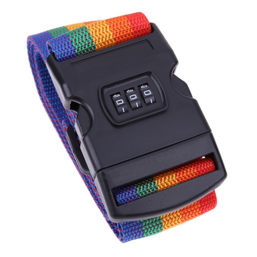 Adjustable Luggage Strap With Combination Lock, Suitcase Belts For Travel, Colorful