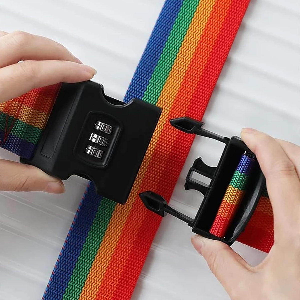 Adjustable Luggage Strap With Combination Lock, Suitcase Belts For Travel, Colorful
