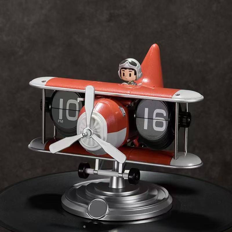 Airplane Flip Clock, Retro Airplane Flip Clock,12 Hours Retro Battery Powered Auto Flip Desk Clock, for Living Room Bedroom Study Office