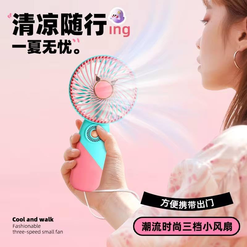 Portable Small Fan 3 Speed Handheld Rechargeable Mobile Phone Stand USB Type-C Charge