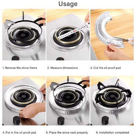 (Pack of 10) Aluminum Foil Gas Stove Burner Covers, Aluminum Foil Plate Gas Hob Protector Burner Cover