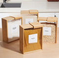 Bamboo Grain Storage Box Airtight Square Pantry Organizer for Rice, Cereal, Dry Goods