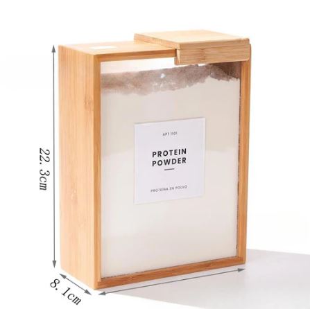 Bamboo Grain Storage Box Airtight Square Pantry Organizer for Rice, Cereal, Dry Goods