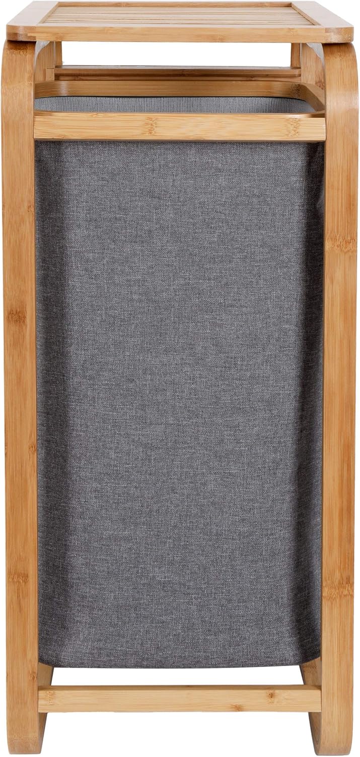 Bamboo Bathroom Cabinet with Laundry Baskets - Laundry Shelf with 1 XL Basket and 2 Compact Baskets