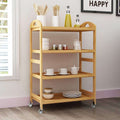 Bamboo Kitchen Island Cart, Rolling Kitchen Trolley with 4 Shelves for Living Room, Bathroom