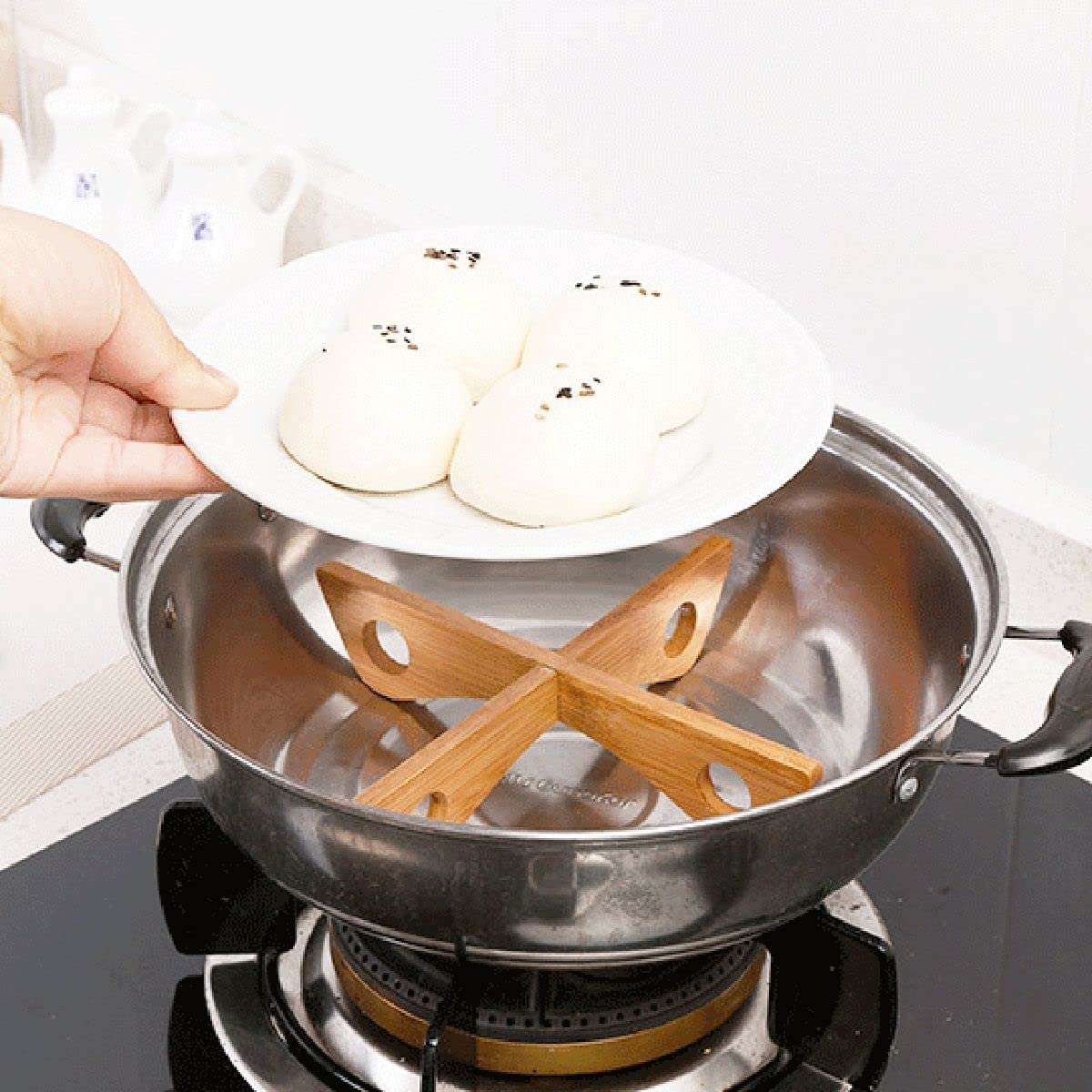 Bamboo Pot Trivet, Pan Soup Pot Dish Trivet Heat Insulation Pads Pot Holder