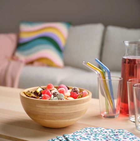 BLANDA MATT Serving Bowls, Bamboo Salad Bowls, Natural Wood Serving Bowls