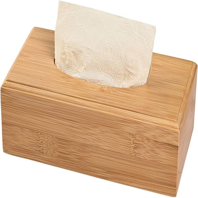 Bamboo Tissue Box Holder - Modern Rectangle Natural Wooden Facial Tissue Box Cover for Bathroom, Dining Room