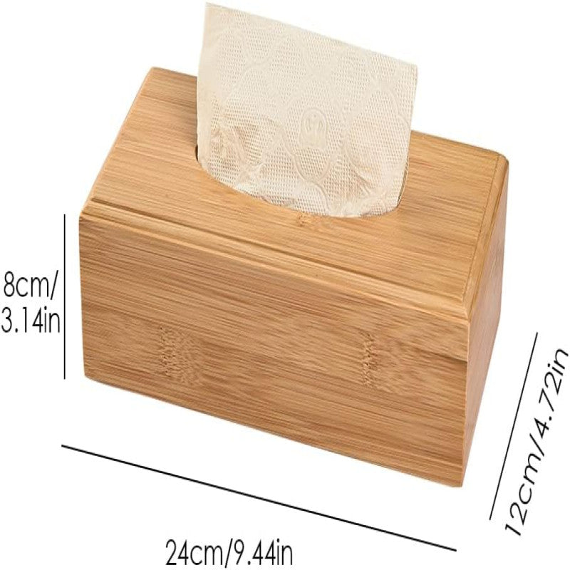 Bamboo Tissue Box Holder - Modern Rectangle Natural Wooden Facial Tissue Box Cover for Bathroom, Dining Room