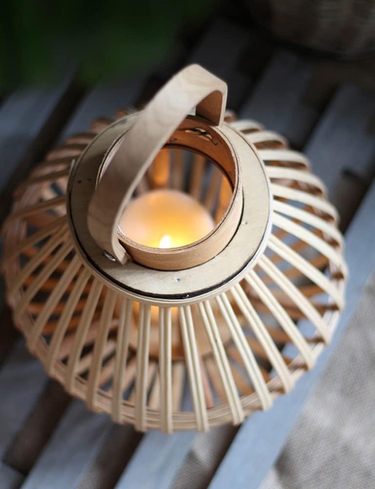 Decorative Handmade Bamboo Woven Wind Lantern Candle Holder Lantern Ornaments
