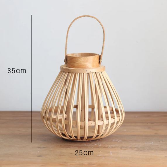 Decorative Handmade Bamboo Woven Wind Lantern Candle Holder Lantern Ornaments
