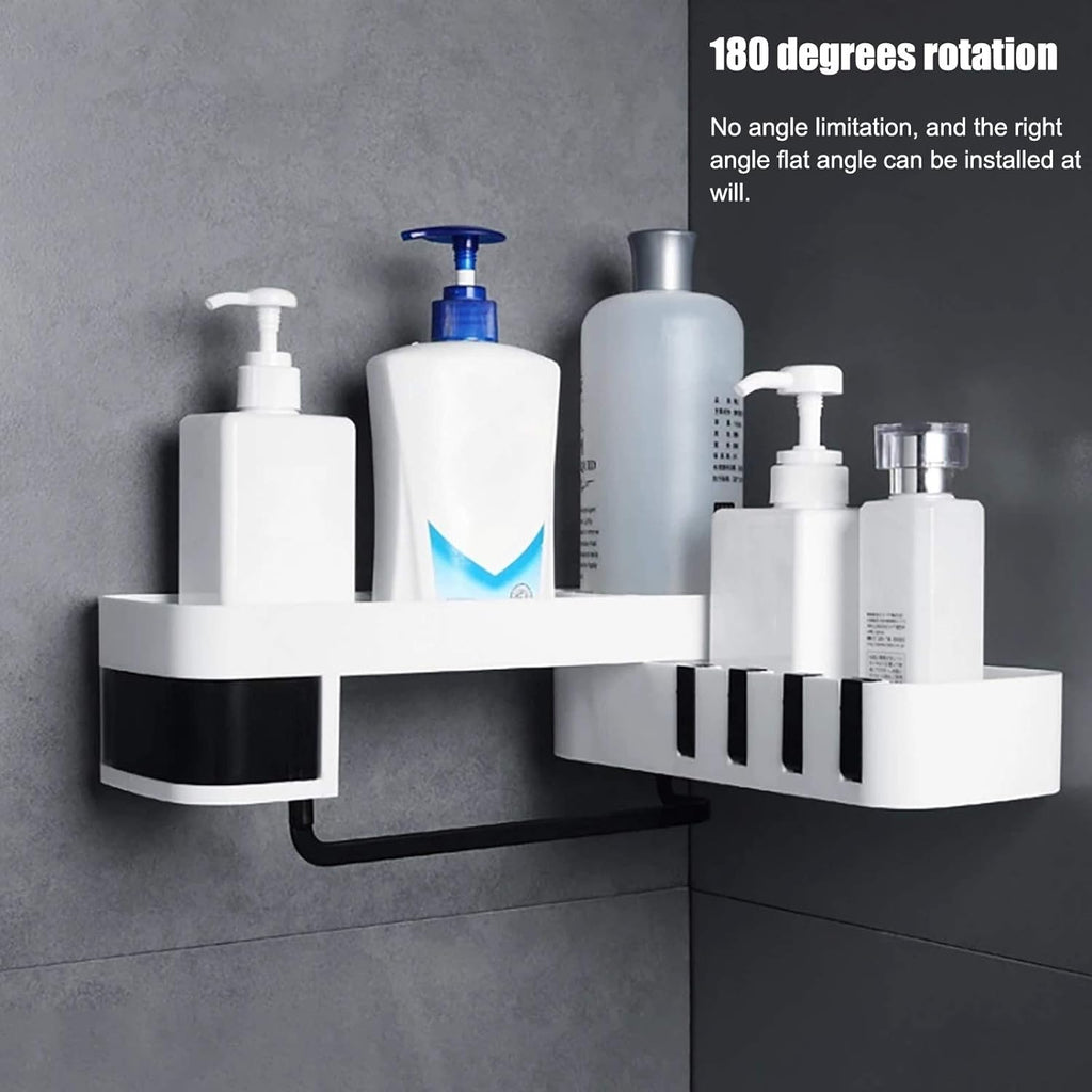 Shower Shelf, ABS Bathroom Shelf, No Drilling For Bathroom Kitchen (White Black)