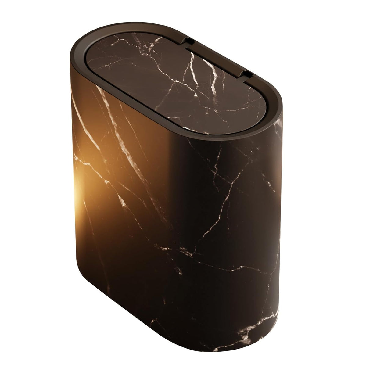 Bathroom Trashcans with Lids, Plastic Marble Wood Pattern Trash Can Small Garbage Bin with Lid for Bathroom, Modern Waste Basket for Home Indoor Hotel, Waste Collection and Storage