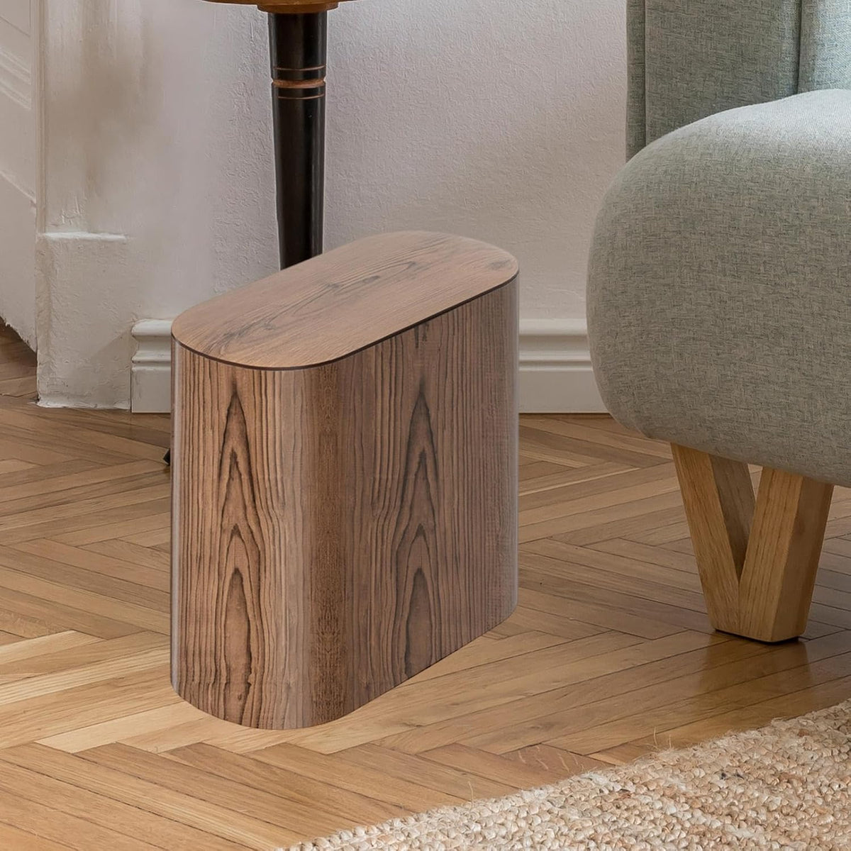 Bathroom Trashcans with Lids, Plastic Marble Wood Pattern Trash Can Small Garbage Bin with Lid for Bathroom, Modern Waste Basket for Home Indoor Hotel, Waste Collection and Storage