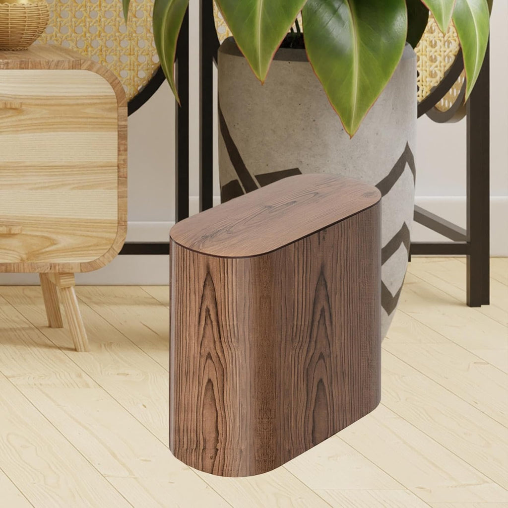 Bathroom Trashcans with Lids, Plastic Marble Wood Pattern Trash Can Small Garbage Bin with Lid for Bathroom, Modern Waste Basket for Home Indoor Hotel, Waste Collection and Storage