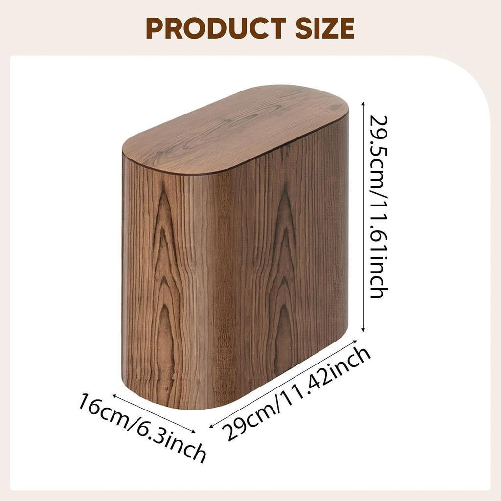 Bathroom Trashcans with Lids, Plastic Marble Wood Pattern Trash Can Small Garbage Bin with Lid for Bathroom, Modern Waste Basket for Home Indoor Hotel, Waste Collection and Storage