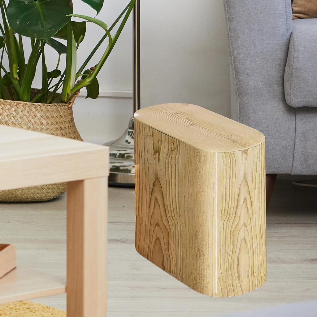 Bathroom Trashcans with Lids, Plastic Marble Wood Pattern Trash Can Small Garbage Bin with Lid for Bathroom, Modern Waste Basket for Home Indoor Hotel, Waste Collection and Storage
