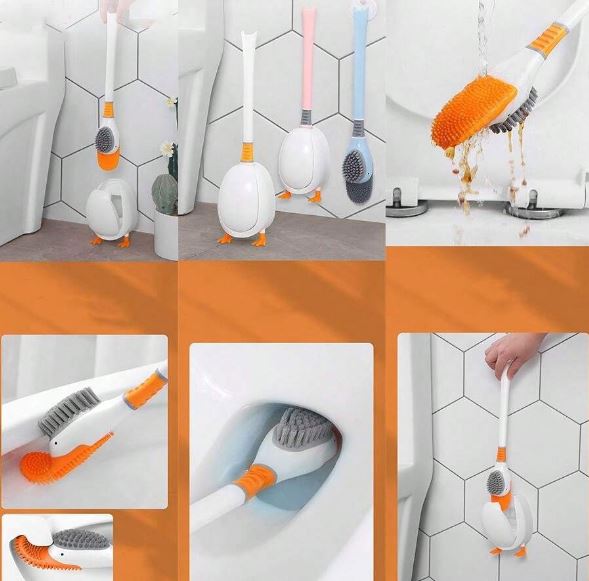 Bathroom Cleaning Duck Shape Toilet Brush, Bathroom Cleaning Brush with Holder