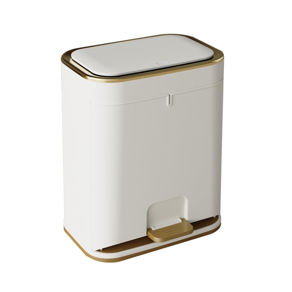 Bathroom Trash Can with Lid, Plastic Garbage can with Press top Lid for Kitchen, Bathroom, Bedroom, Living Room, Offices