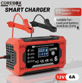 Smart Battery Charger 12V 6A with LCD Display - Versatile Lead-Acid Trickle Charger for Cars, Trucks, Motorcycles, Lawn Mowers, and Marine Vehicles