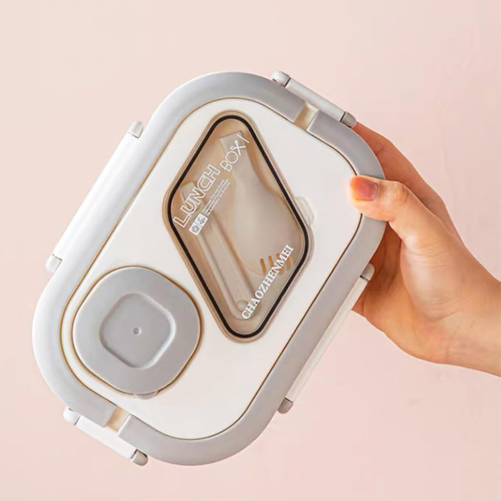 Bento Lunch Box, Salad Container, Bento-Style Tray For Toppings, Container For Dressings, And Built-In Reusable Fork And Knife