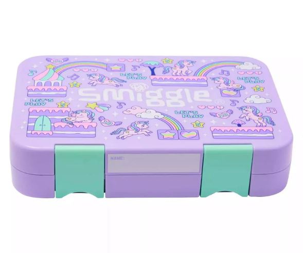 Smiggle 4 Compartment Bento Lunch Box Rainbow Design