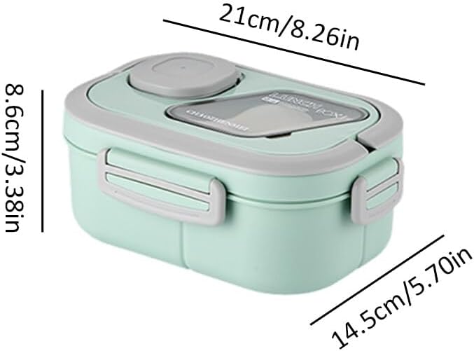 Bento Lunch Box, Salad Container, Bento-Style Tray For Toppings, Container For Dressings, And Built-In Reusable Fork And Knife