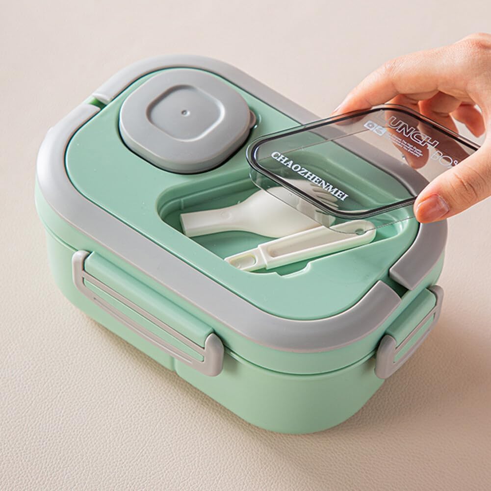 Bento Lunch Box, Salad Container, Bento-Style Tray For Toppings, Container For Dressings, And Built-In Reusable Fork And Knife