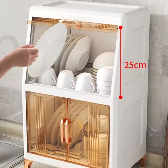 Desktop Large Capacity Bowl Storage Cabinet With Drain Rack Dish