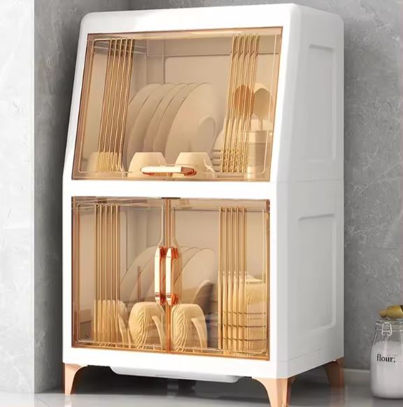 Desktop Large Capacity Bowl Storage Cabinet With Drain Rack Dish