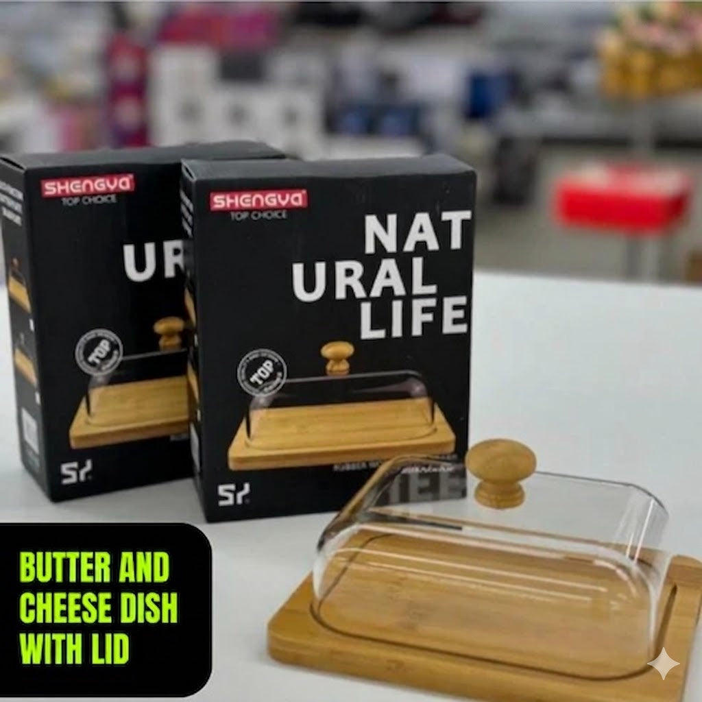 Butter Serving Tray with Lid, Transparent Cheese & Butter Storage Container for Kitchen & Dining