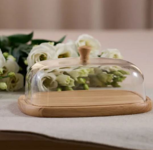 Butter Serving Tray with Lid, Transparent Cheese & Butter Storage Container for Kitchen & Dining